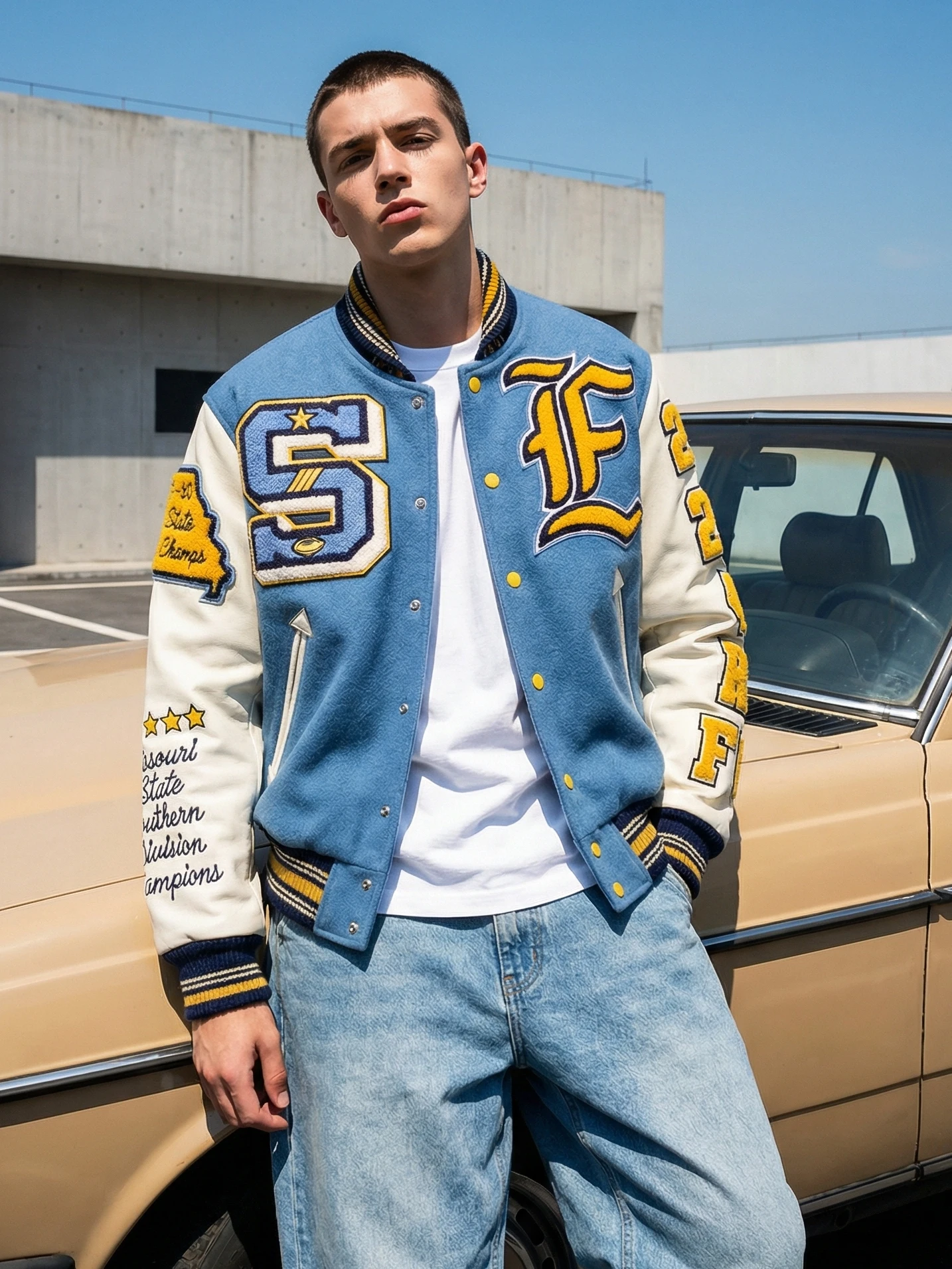 

Новая утепленная шерстяная куртка-бомбер в американском уличном стиле 2026 года, унисекс, свободного кроя, с вышивкой, молодежный тренд