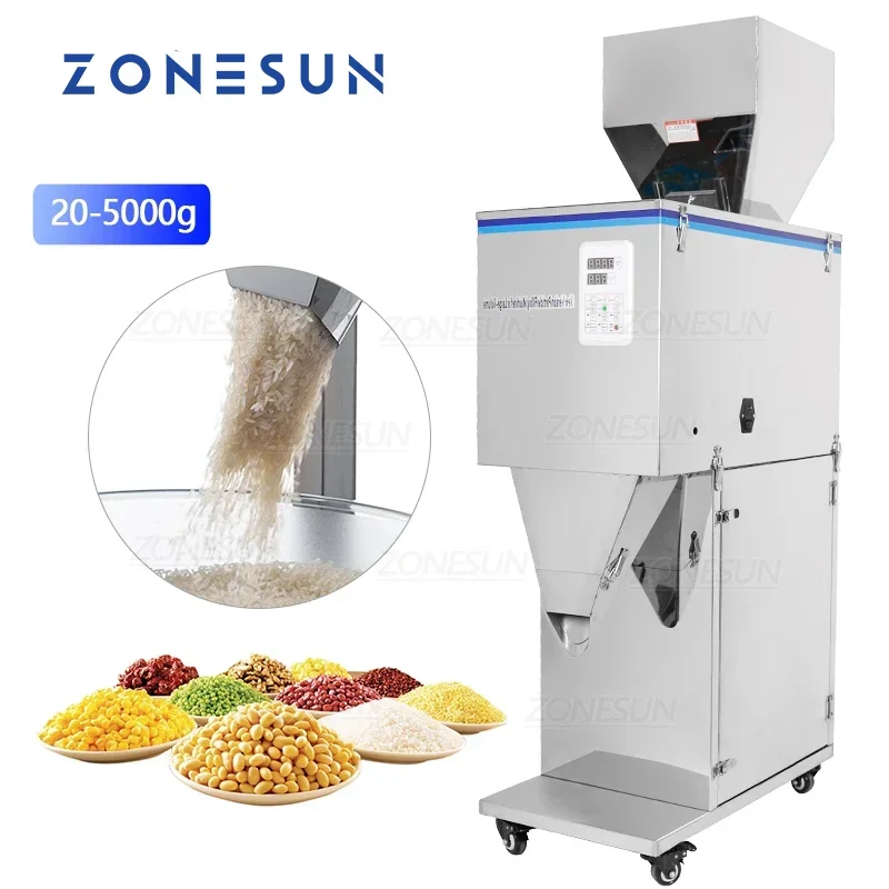 

ZONESUN Semi-automatic Granule Packing Machine Powder Filler Tea Food Grain Filling Weighing Machine