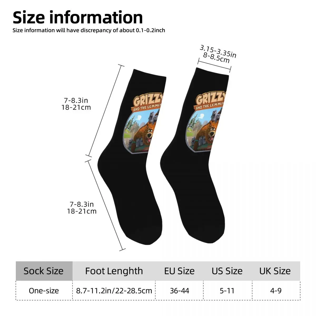 Grizzy und Lemmings Socken, Harajuku, hochwertige Strümpfe, ganzjährig lange Socken, Zubehör für das Geburtstagsgeschenk von Mann und Frau