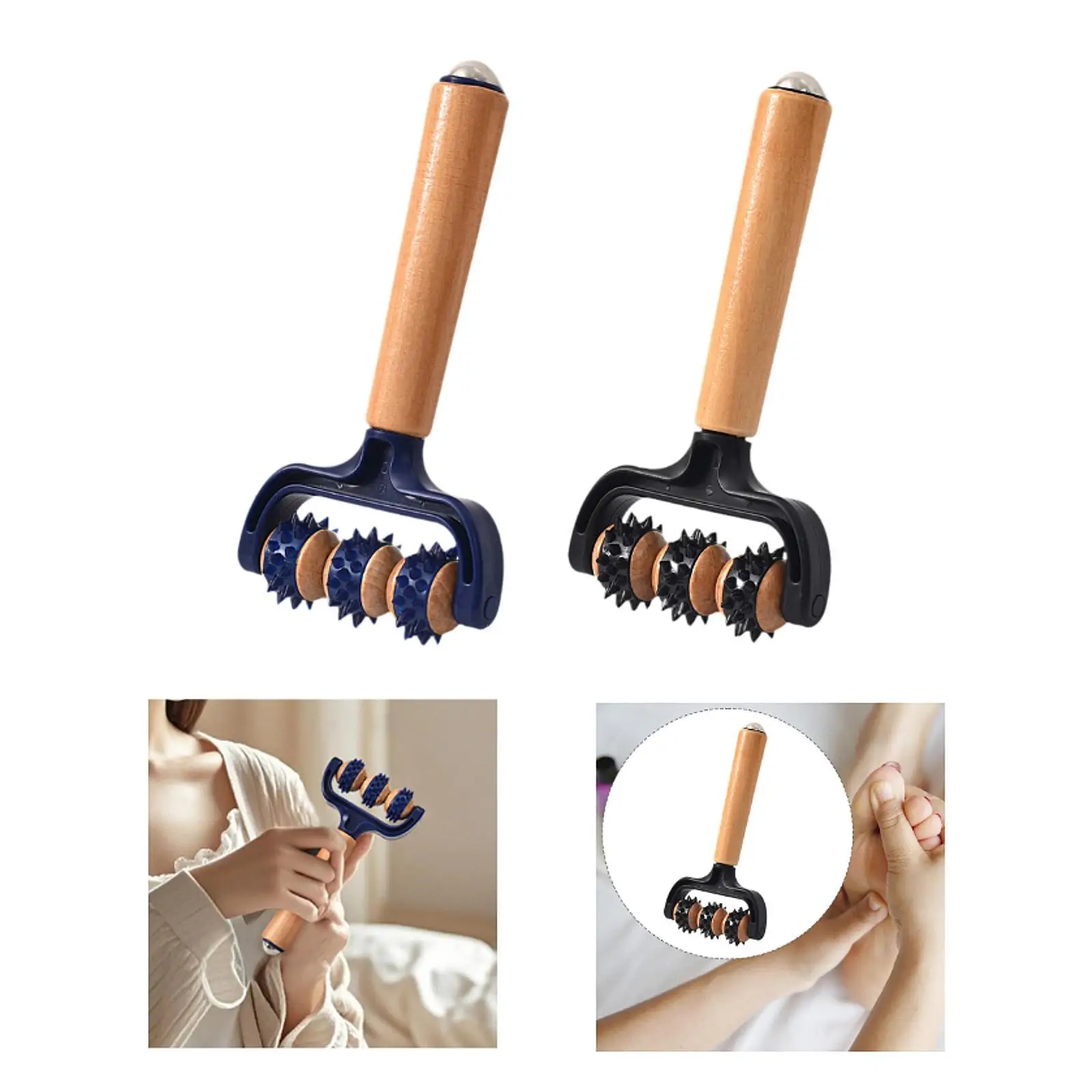 

T Shape Massager Compact Multiuse Portable Three Wheel Body Roller for Neck Cellulite Reduction Legs Arms Supports Skin Health