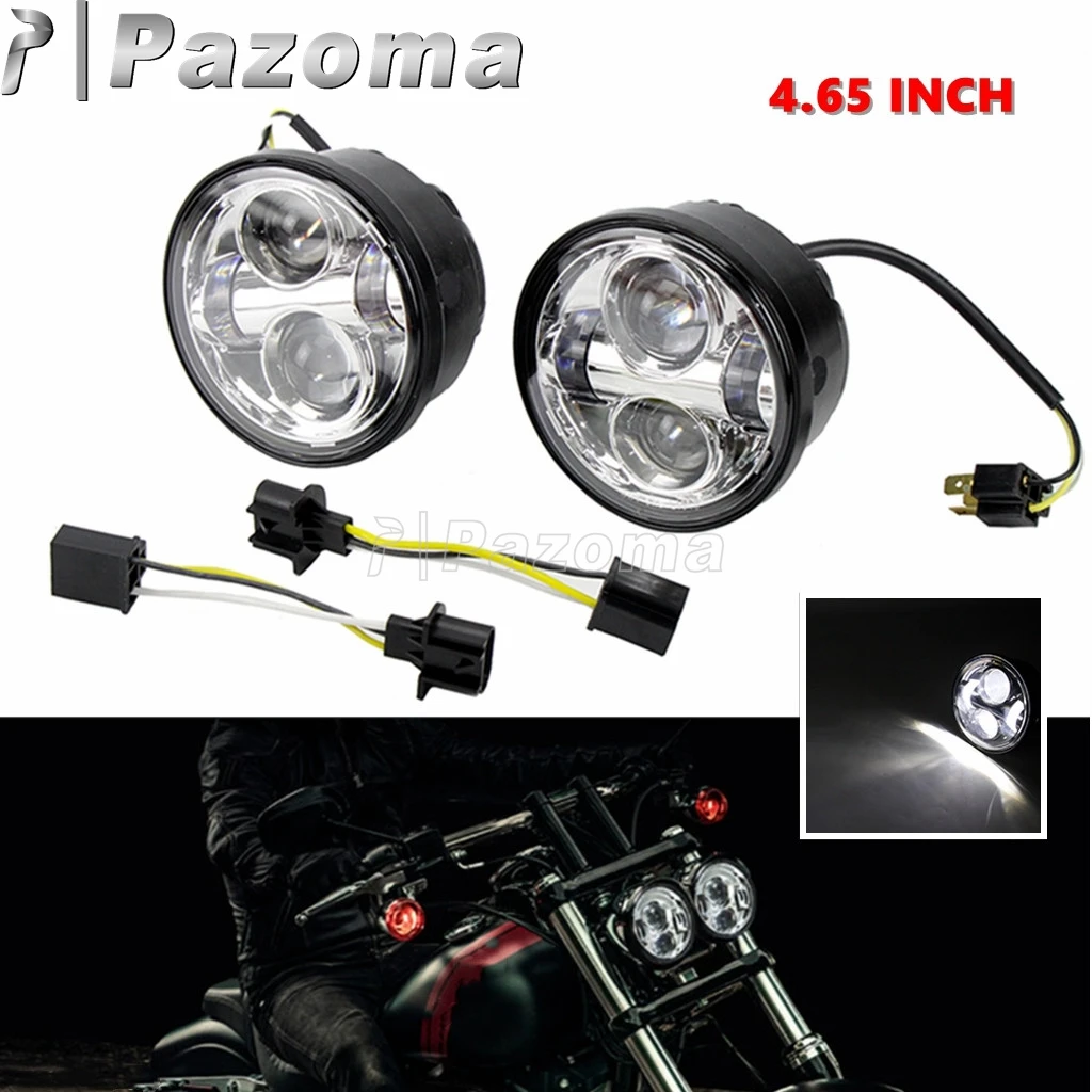 

4.65 inch Cafe Racer Headlight LED Hi/Lo Beam Waterproof Headlamp Assembly For Harley Dyna Fat Bob FXDF Round Head Lihgts 08-16