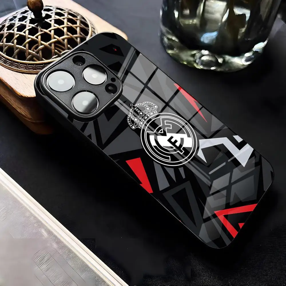 Custodia per telefono Real-CM-MadridE-E per IPhone 17 Pro Max 15 Pro 16 14 Plus 12 13 Mini 11 Pro Cover in vetro antiurto