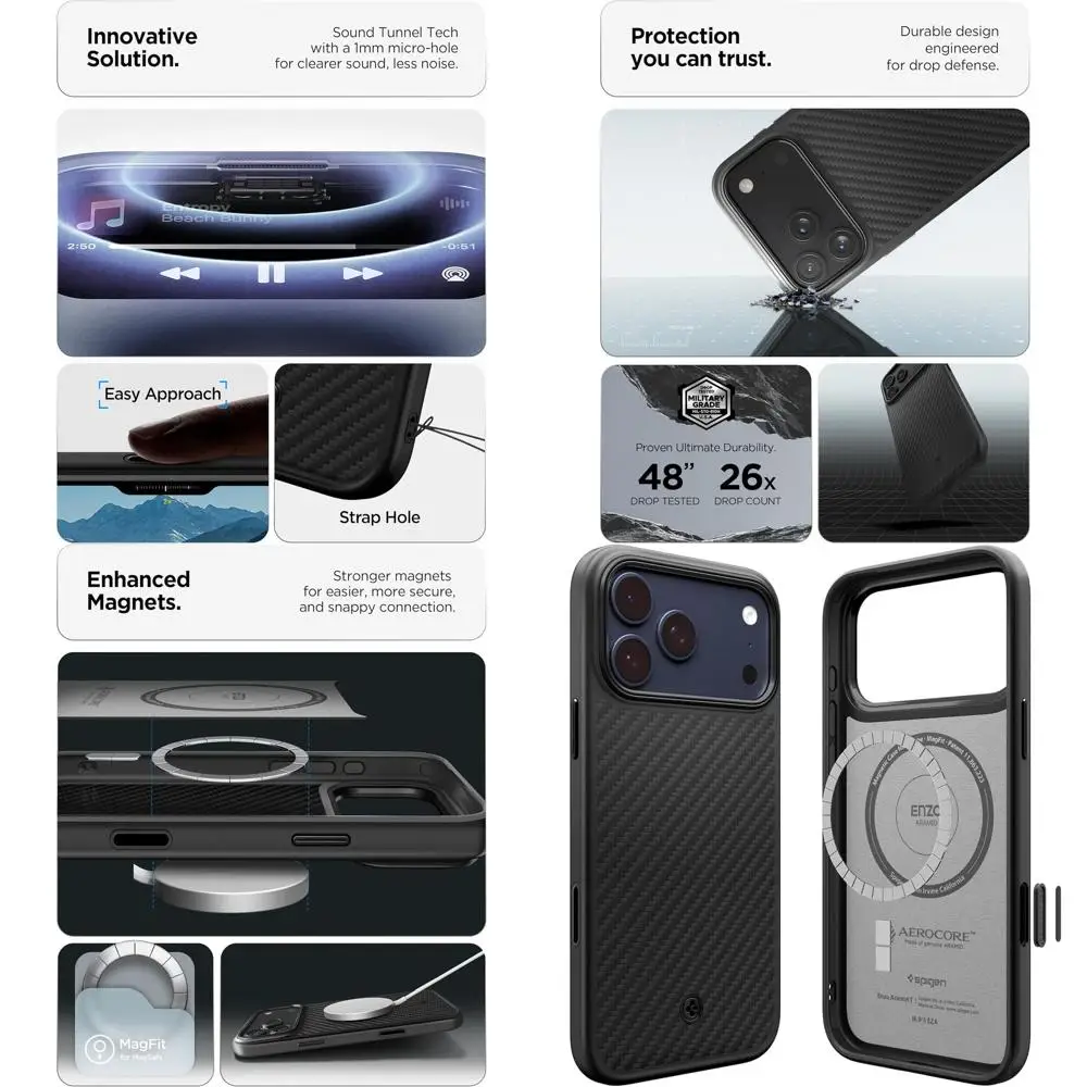 

for iPhone 17 Pro Max Case, Enzo Aramid T [Camera Control Button] [Compatible with MagSafe] - Black Black