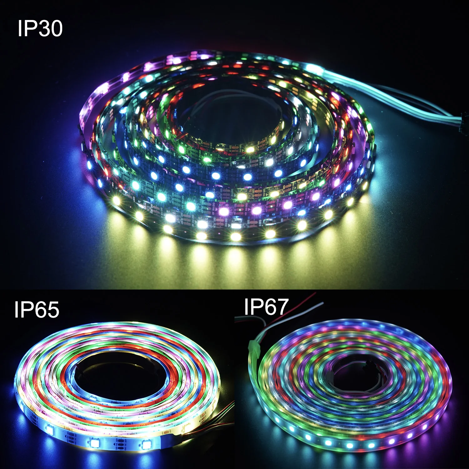 1m 2m 4m 5m WS2812B Led Lights WS2812 RGB Led Strip Light Individually Addressable Led Light Strip Black White PCB IP30 65 67 5V