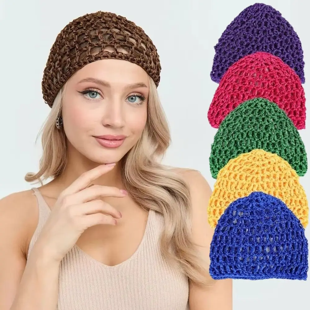 Simple Breathable Hair Net Cap Comfortable Crochet Cap Wig Caps Hollowout Mesh Chemo Cap Hats for Women
