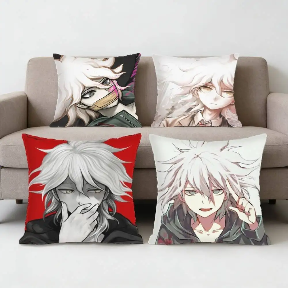 

Nagito Komaeda Game Danganronpa Pillow Case Anti-dustmite Pillowcase Invisible zipper silky short plush Sofa cushion cover