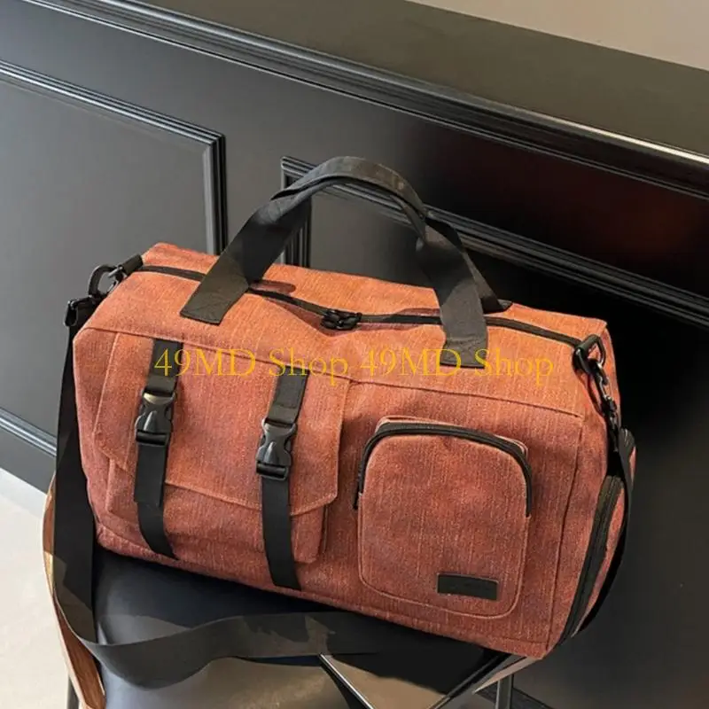 

49MD Gym Bag Large Capacity Travel Bag Simple Swimming Bag Fitness Bag with Shoe Compartment Overnight Bag Weekender Bag