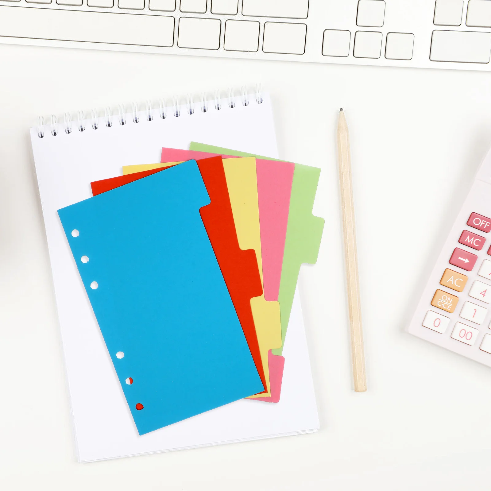 

6Sets A6 Colored Notebook Dividers for 6-Hole Binders Paper Refills with Smooth Surface Random Colors for Office School Travel