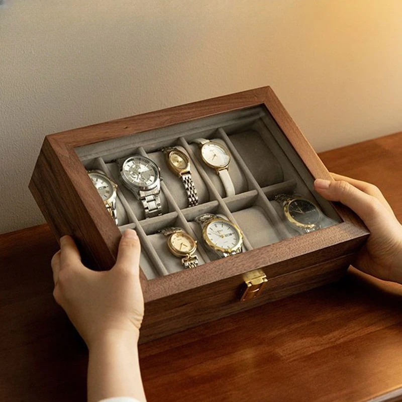 

Wooden Watch Storage Box Luxury Vintage Organizer Box Men's Watches Accessories Collection Watch Case Birthday Gift Display Box