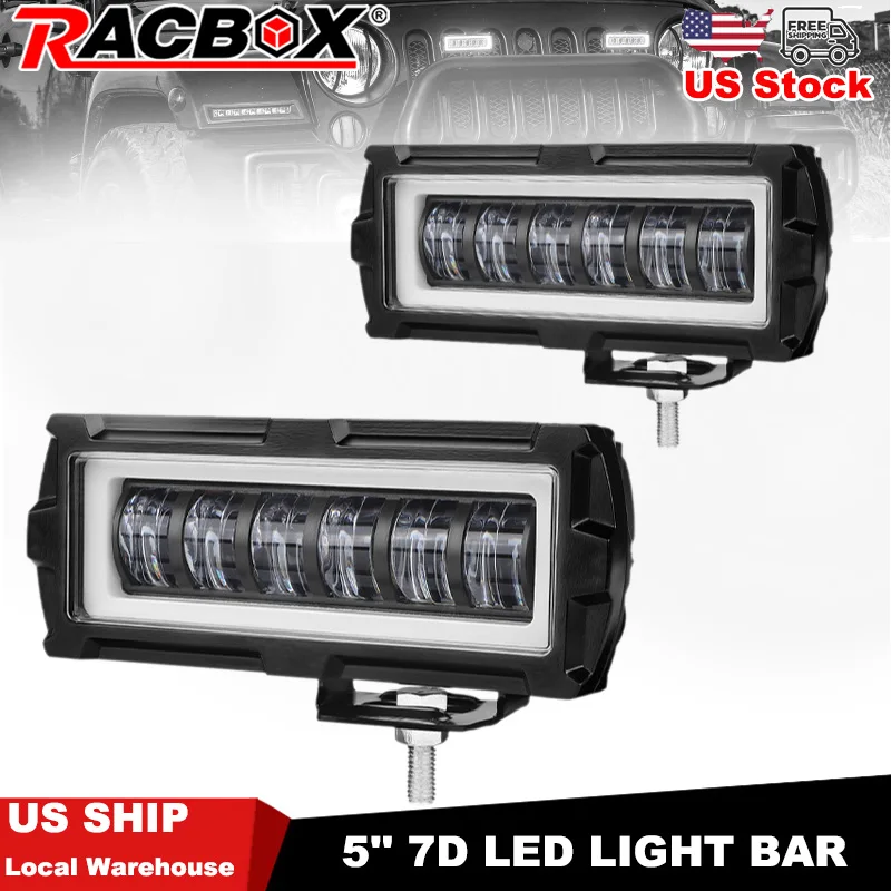 2PCS 5 Inch 7D LED Pods Light Bar Work Light Spotlight Daytime Driving Running Light For Jeep Offroad Motor SUV ATV UTV 12V 24V