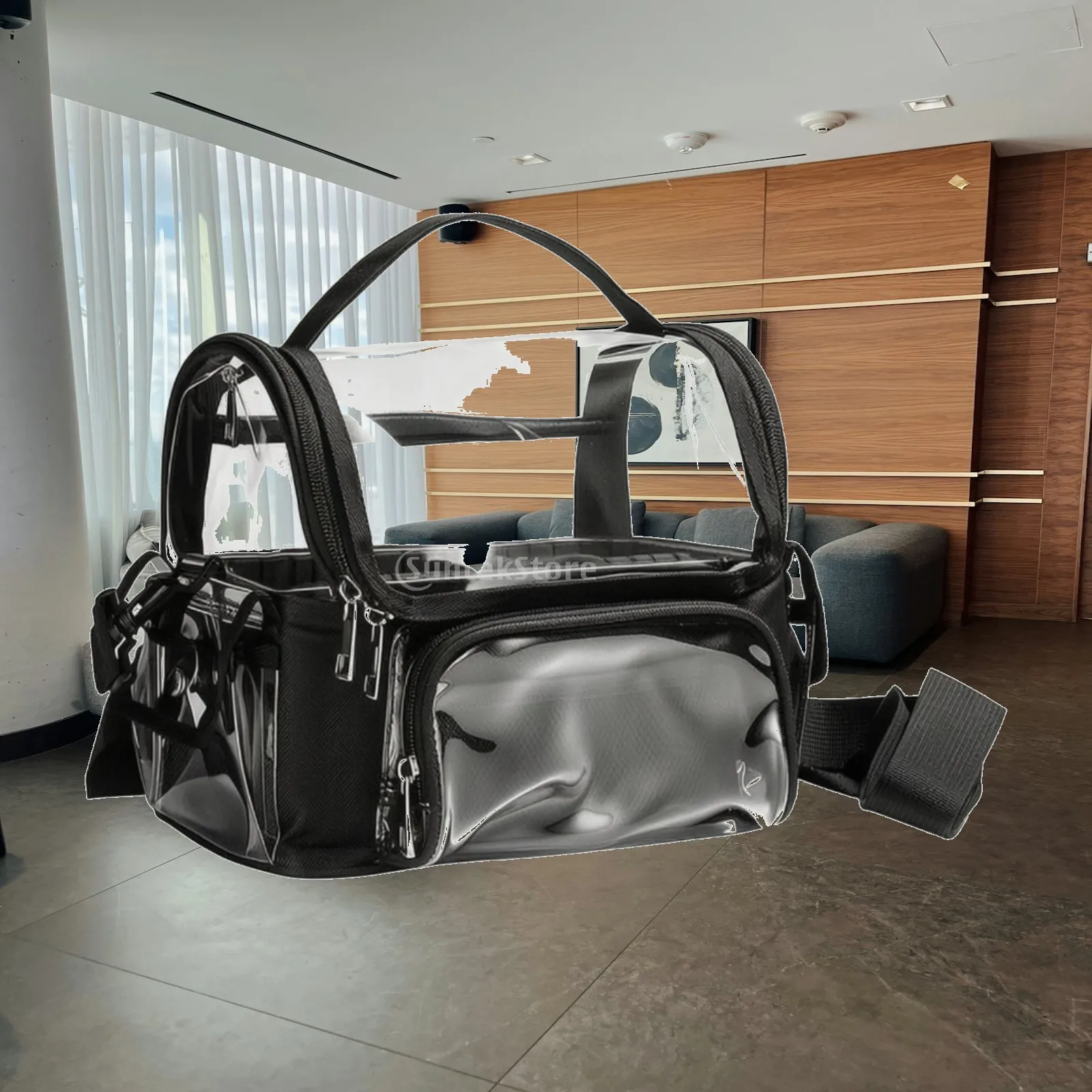 Transparent Makeup Bag Structured Clear Makeup Bag Easy to Clean Multi-Compartment for Commuters, Travel, Daily Carry
