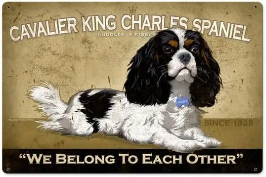 Letrero Metálico Retro de Cavalier King Charles Spaniel para Decoración de Paredes Interiores y Exteriores, Hogar, Bar, Tienda, Cafetería