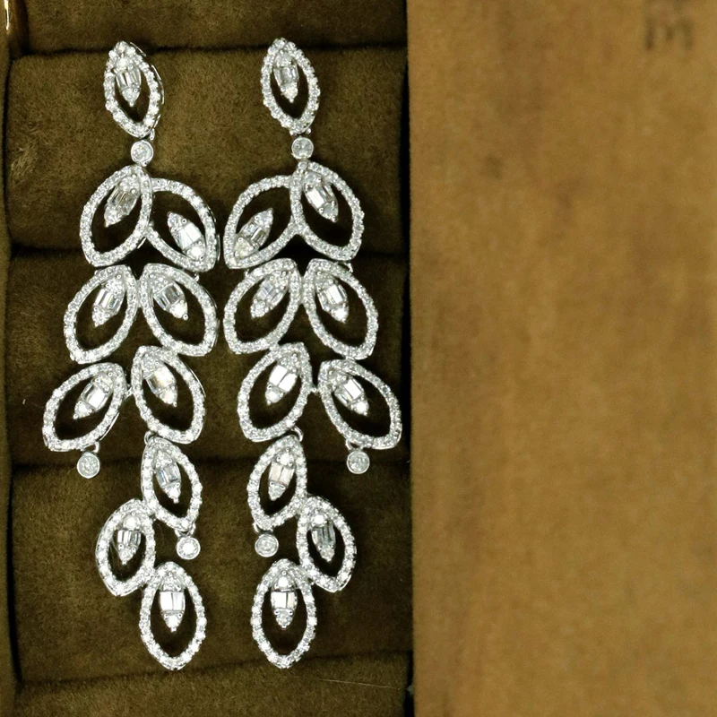 Aazuo Luxury Jewelry 18K Solid White Gold Real Diamonds 1.2ct High Quality Big Drop Earrings Gifted For Women Advanced banquet