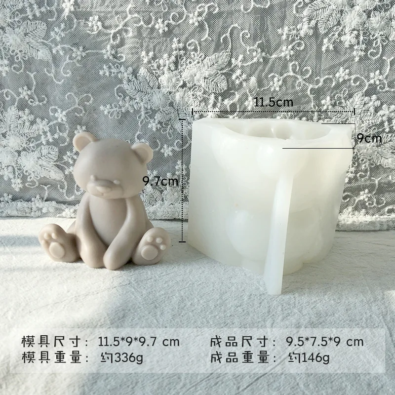 Large 3D Sitting Stand Bear Silicone Candle Mold DIY Handmade Soap Plaster Resin Decorative Candle Making Supplies Home Gifts