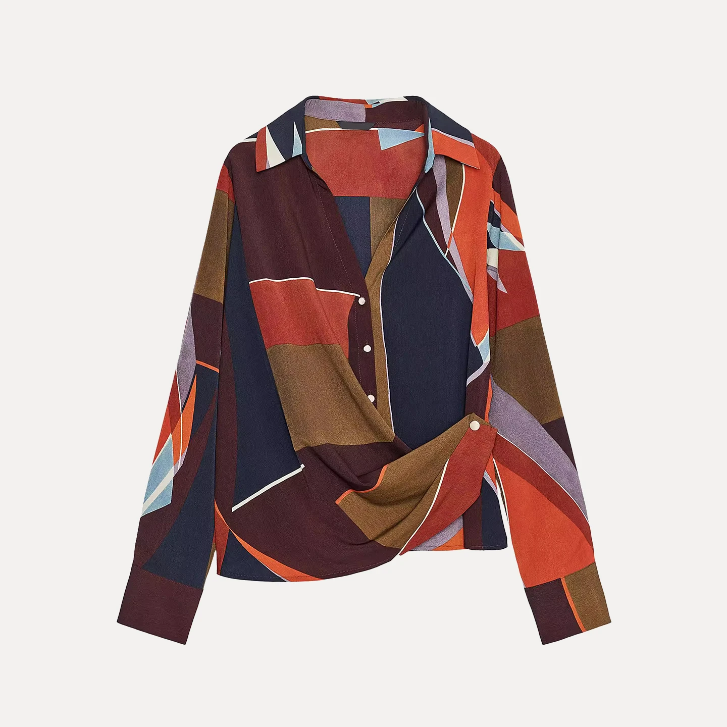 Faionable Casual Printed Double-Breasted Women's irt Autumn 2025 Z Straight Leg Long Sve