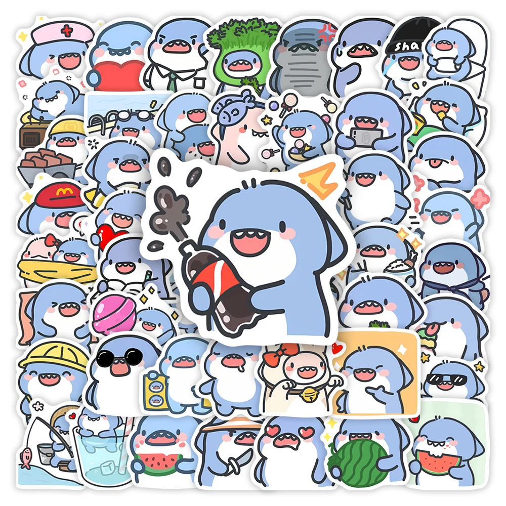 

Cute Cartoon Shark Animated Stickers Animal DIY Gift Toys Waterproof Decal for Laptop Scrapbook Notebook Phone Luggage Bottles