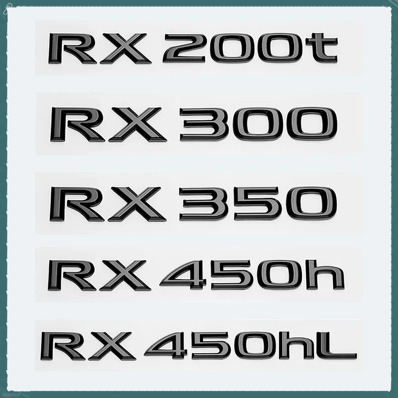 Glossy Black Letters for RX200t RX270 RX300 RX350 RX450h RX450hL HYBRID  Emblem Car Fender Trunk Rear Logo Sticker Accessories