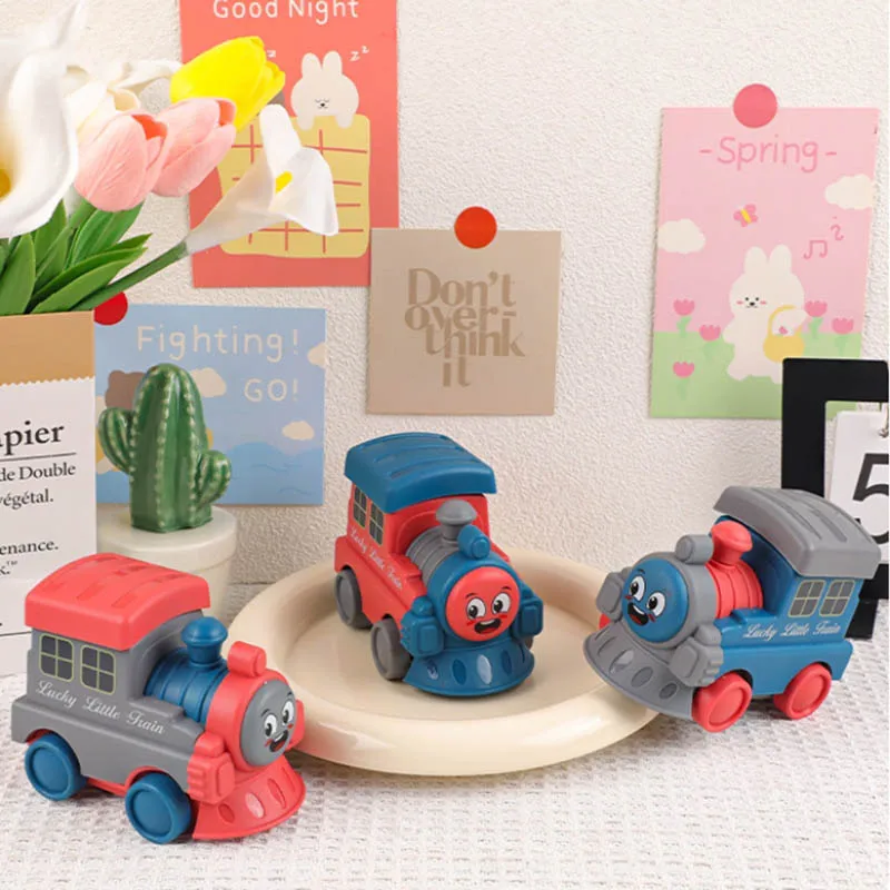 Juguetes de tren de inercia para niños, cabeza de tren de dibujos animados, prensa, juguetes de conducción de inercia, tren de simulación, coche extraíble, juguete para regalo