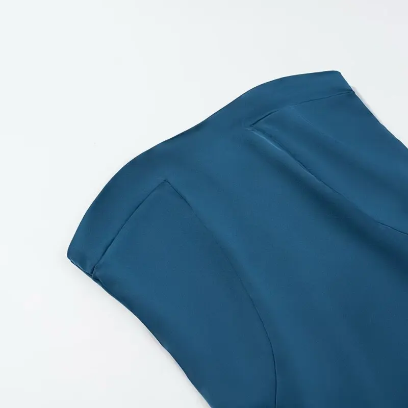 Vestido elegante de seda satinada con textura para mujer, Top de tubo para el busto, cintura alta, sin mangas, recto, ajustado, Sexy, ropa de calle para mujer