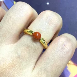 Ring 23 Colors Simple Candy Round Ring Rose Gold Plated Natural Red Coral Ring For Women Birthday Gift