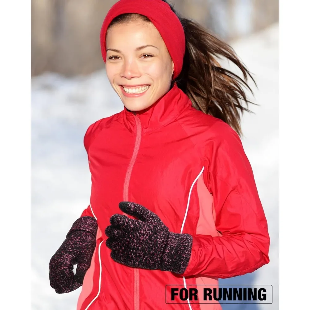 قفازات نسائية شتوية تعمل باللمس، قفازات رسائل شتوية ناعمة دافئة مبطنة بالصوف المرن #5