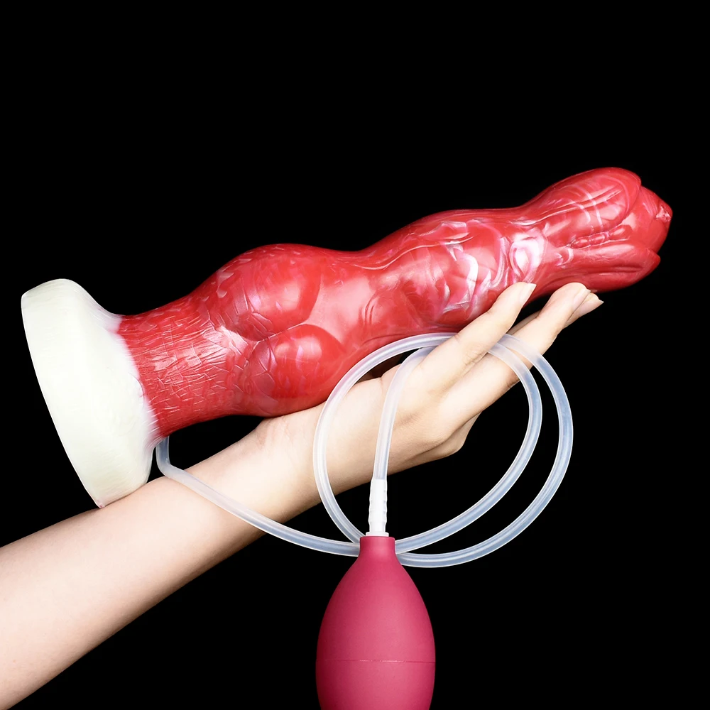 Esguichando Dog Knot Dildo com Ventosa para Casais Hands-Free Play, Grande Brinquedo Do Sexo De Silicone, Ejaculação, N-HFZS5048