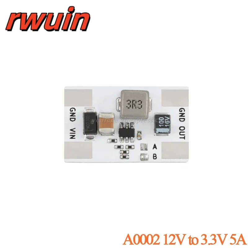 5pcs/1pc Non-isolated Step Down Buck Power Module 12V to 5V 3.3V DC-DC 3A 5A High Heat Dissipation Aluminum Substrate 4.6 to 16V