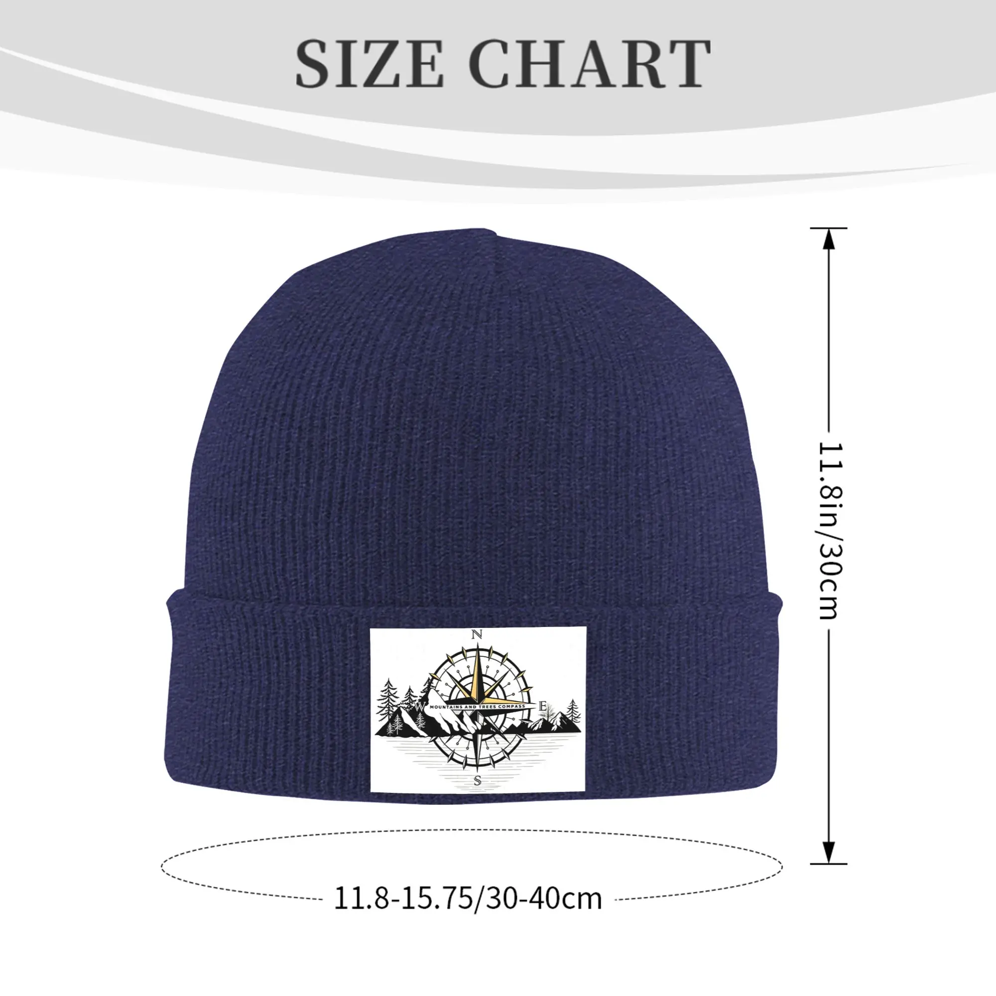 Compass Mountain Print Winter Skullies Beanies Hat Warm Autumn Knitted Hats Bonnet Caps for Women Men