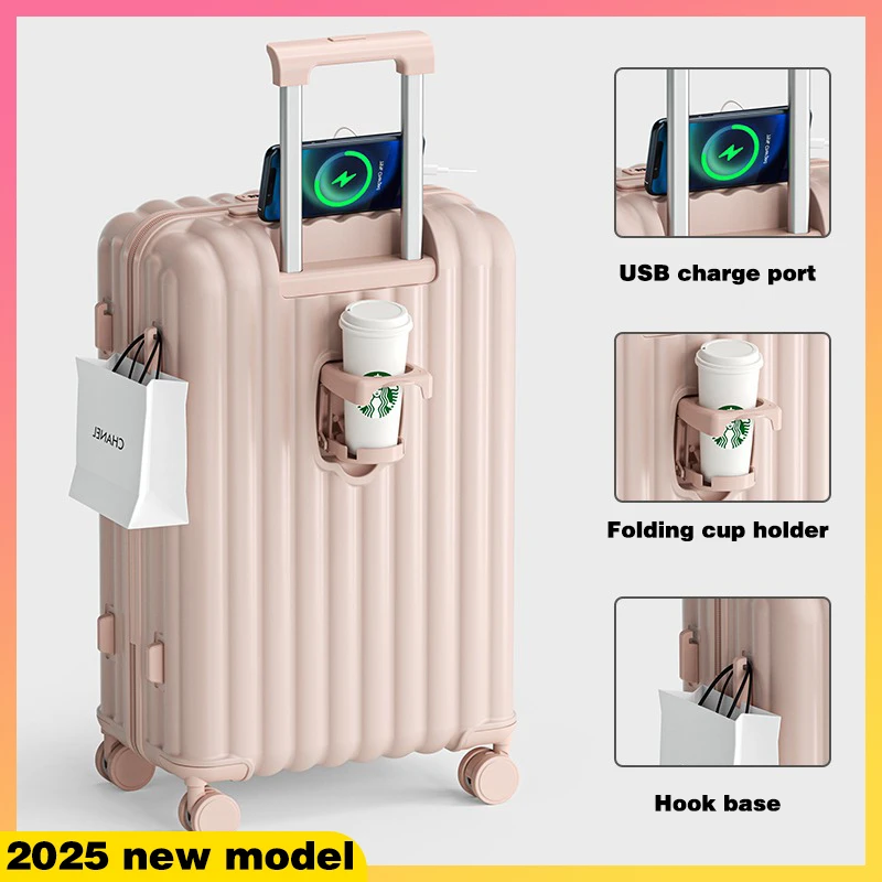 Stylish Zippered Bread-Luggage Girl Retractable Rolling Handle Password Lock Draw-bar Box Rolling HandleTrolley Case Travel Bag