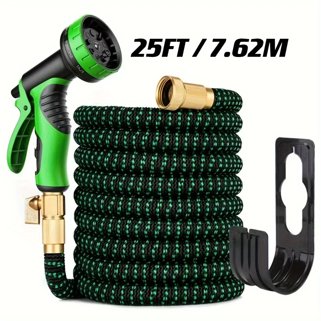 

Deluxe Stronger Flexible Expandable Garden Water Hose with 25FT Spray Nozzle for Easy Use and Efficient Watering