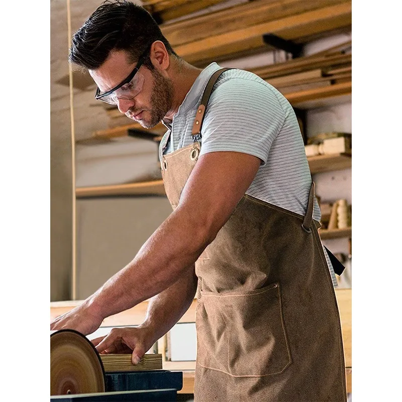 

Thickened Canvas Apron Household Kitchen Coffee Shop Restaurant Hairdressing Work Apron