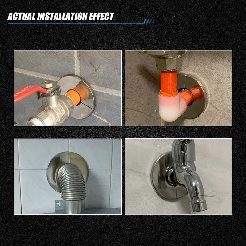 Stainless Steel Water Pipe Faucet Split Decor Cover Faucet Split Decorative Cover Faucet Accessory Self-adhesive Decorative Lid