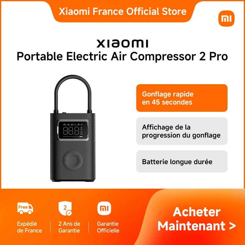 [Officiel] Xiaomi Portable Electric Air Compressor 2 Pro | Gonflage rapide en 45 secondes, Batterie longue durée, Affichage de la progression du gonflage
