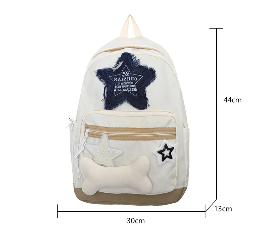 Y2K Women\'s Backpacks Star Pattern girls Schoolbag Casual Travel Backpack Large Capacity Student Schoolbag Denim Shoulder Bag