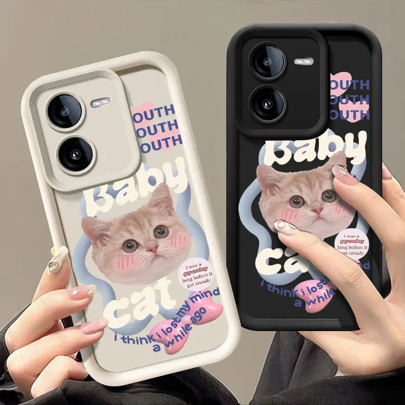 Cute Cat Fashine Phone Case For VIVO X60 X70 X80 X90 X100 V23 V23E V25 V27E V27 V29 V30 V40 5G Shockproof Soft Cover Shell