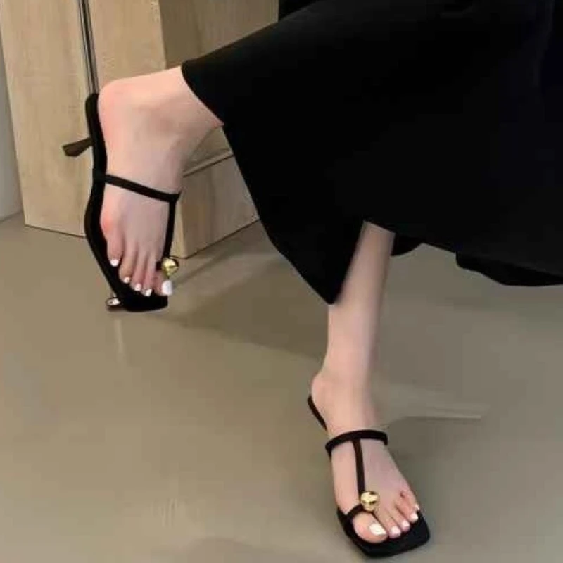 

2025 New Summer Women's Sexy Minimalist PU Stiletto Heel High Heeled Sandals Fashionable Clip Toe Square Toe Comfortable