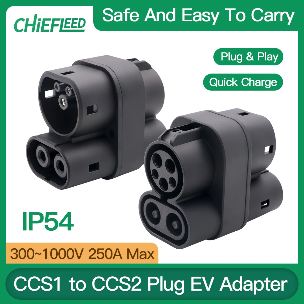 Chiefeed adaptador de carga rápida CCS1 a CCS2 DC EV, adaptador de carga de alta velocidad, conector ccs1 a tesla, 250A