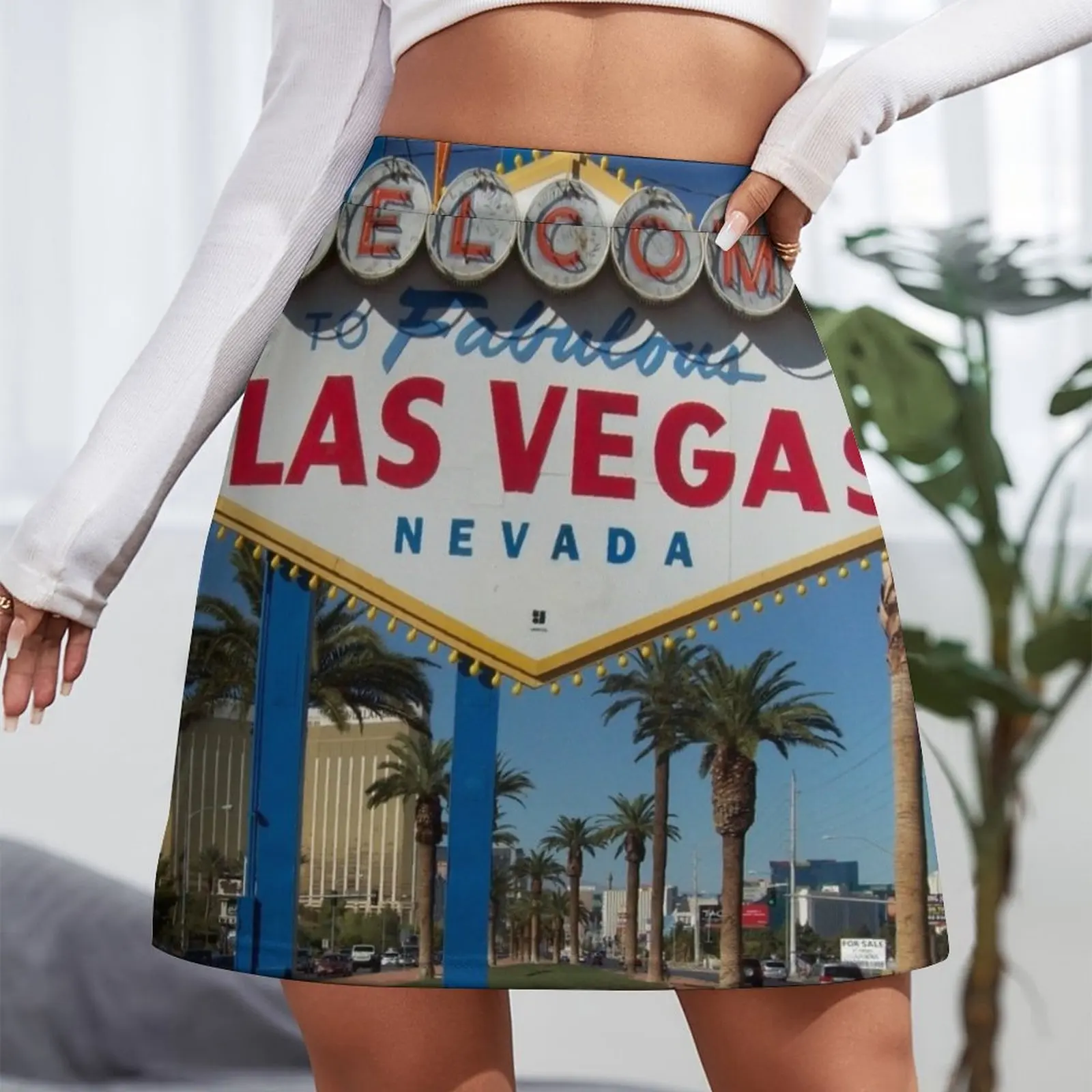 Minifalda de Las Vegas para mujer, faldas elegantes, ropa de estilo coreano, bienvenido a Las Vegas