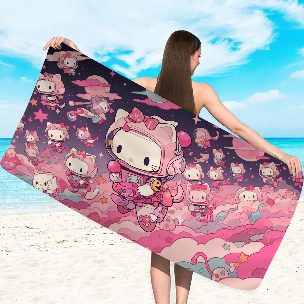H-Hello K-Kitty أنيمي الشاطئ منشفة السباحة لينة ماصة منشفة هدايا الأطفال للأطفال السفر التخييم الصالة الرياضية