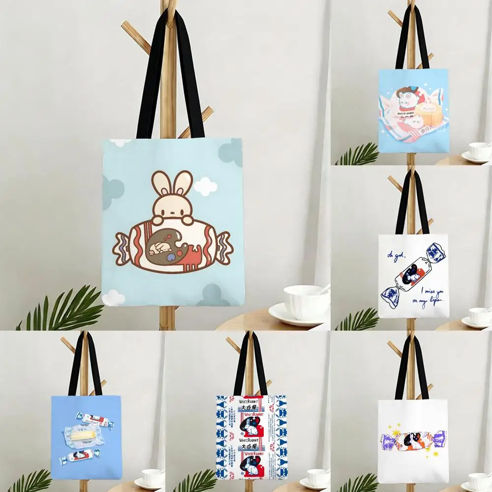 Brand Candy White Rabbit Creamy Candy Storage Bags Bags Series Print Bag Lightweight Shoulder Daily Shopping Bags