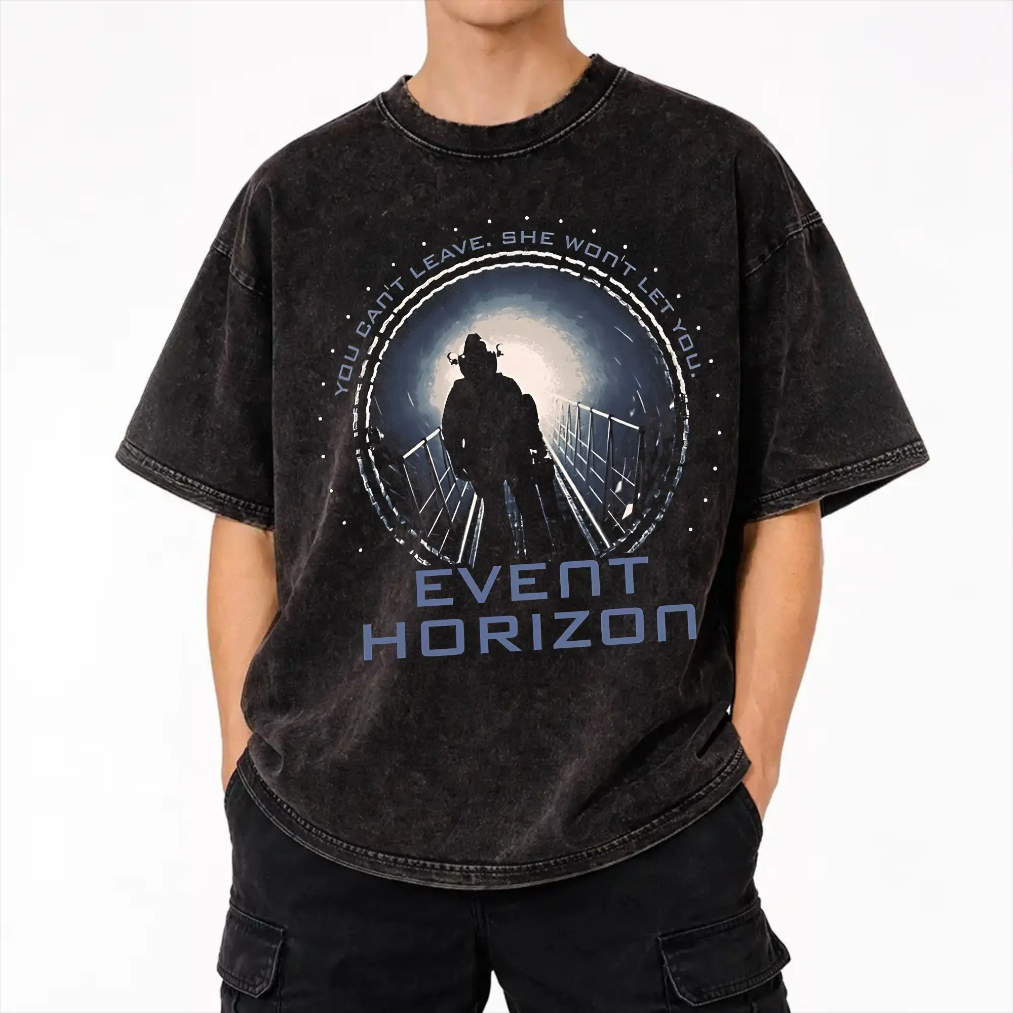 Event Horizon  T Shirts Hip Hop Washed Short Sleeve Oversize T-Shirt  Vintage Men Women Streetwear Summer Tees
