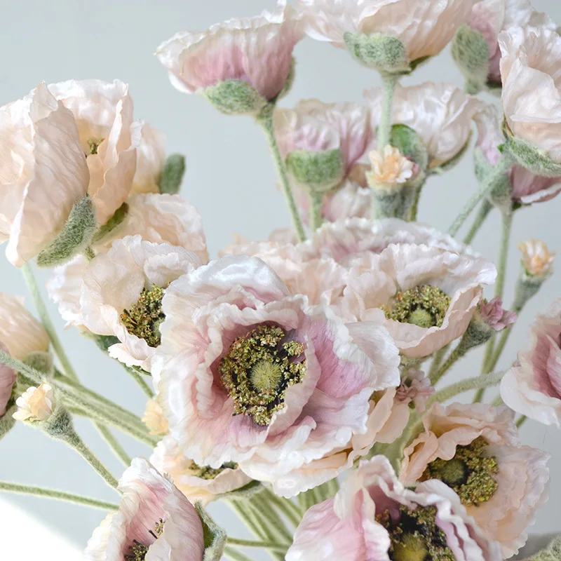 PopMED-Fleur artificielle floquée de coquelicot pour décoration de mariage, bouquet de patients, fleur de mariage, accessoires de table de fête de Gand