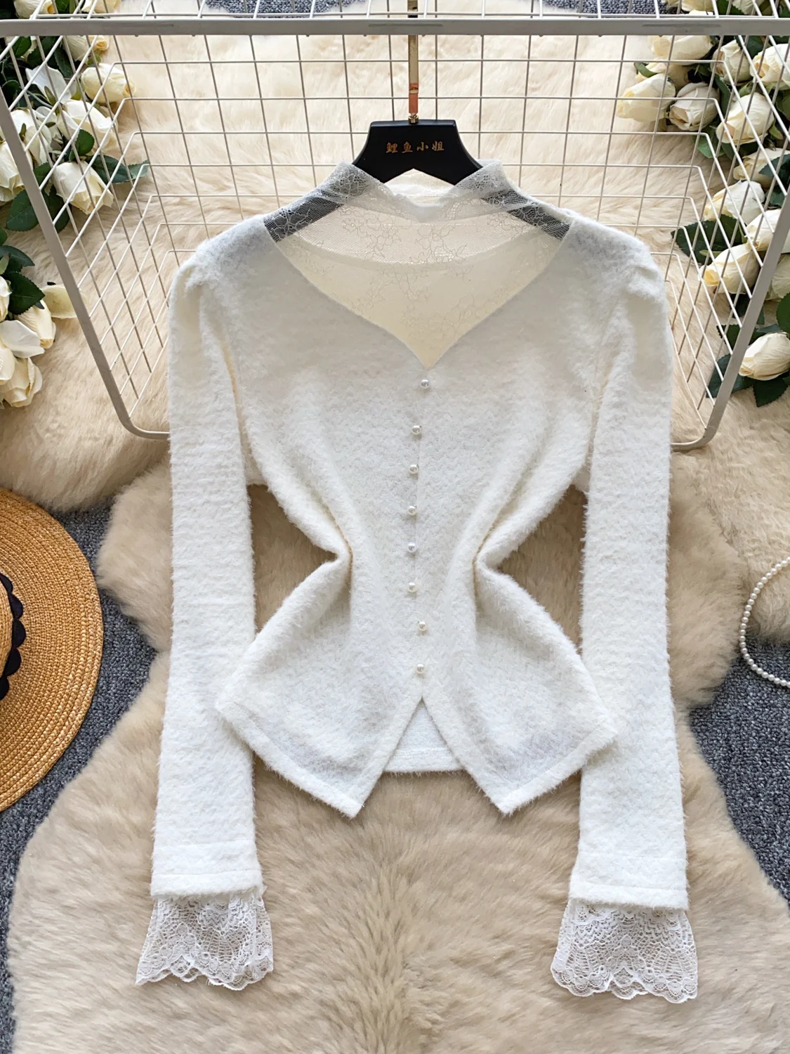 

Эффект для похудения Long Sve вязаный кружевной лоскутный базовый топ irt женский Faion Ele Sle осенне-зимний облегающий топ