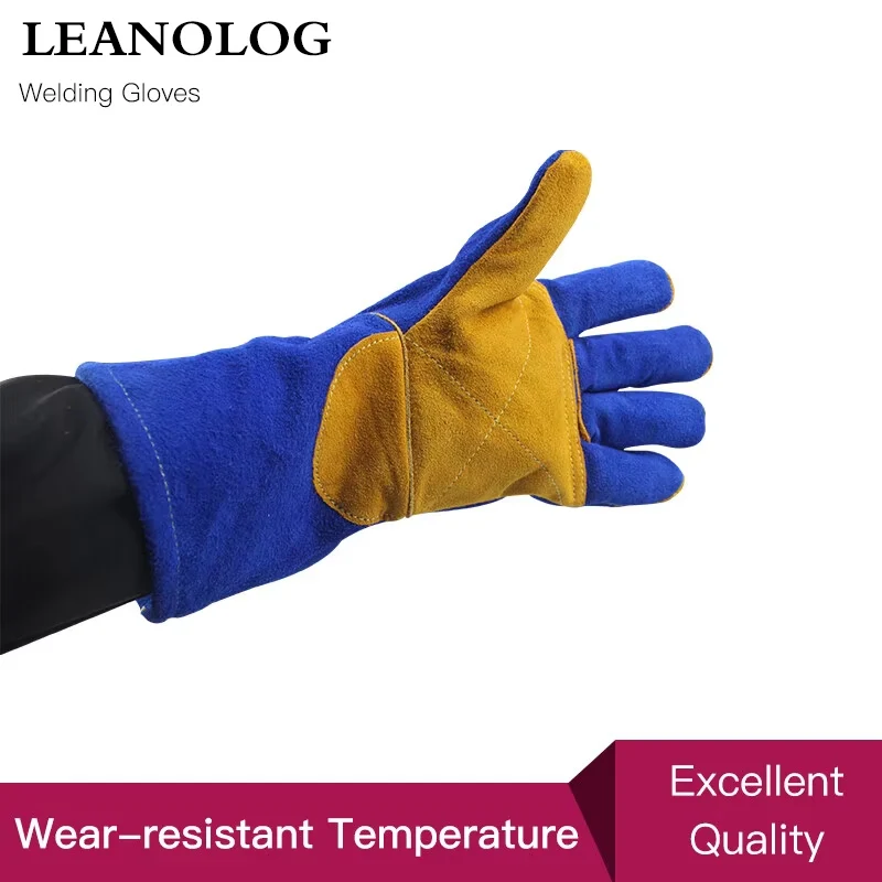 

Leather Forge/Mig/Stick Welding Gloves Heat/Fire Resistant, Mitts for Oven/Grill/Fireplace/Furnace/Stove/Pot Holder welding