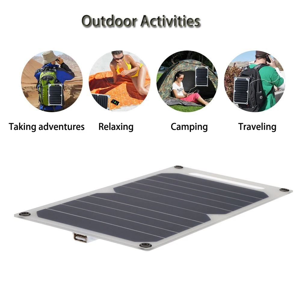 10W Solar Panel USB Charged Waterproof Portable Outdoor Hiking Camping Charging  Monocrystalline 260*140*3mm Waterproofs USB 5V