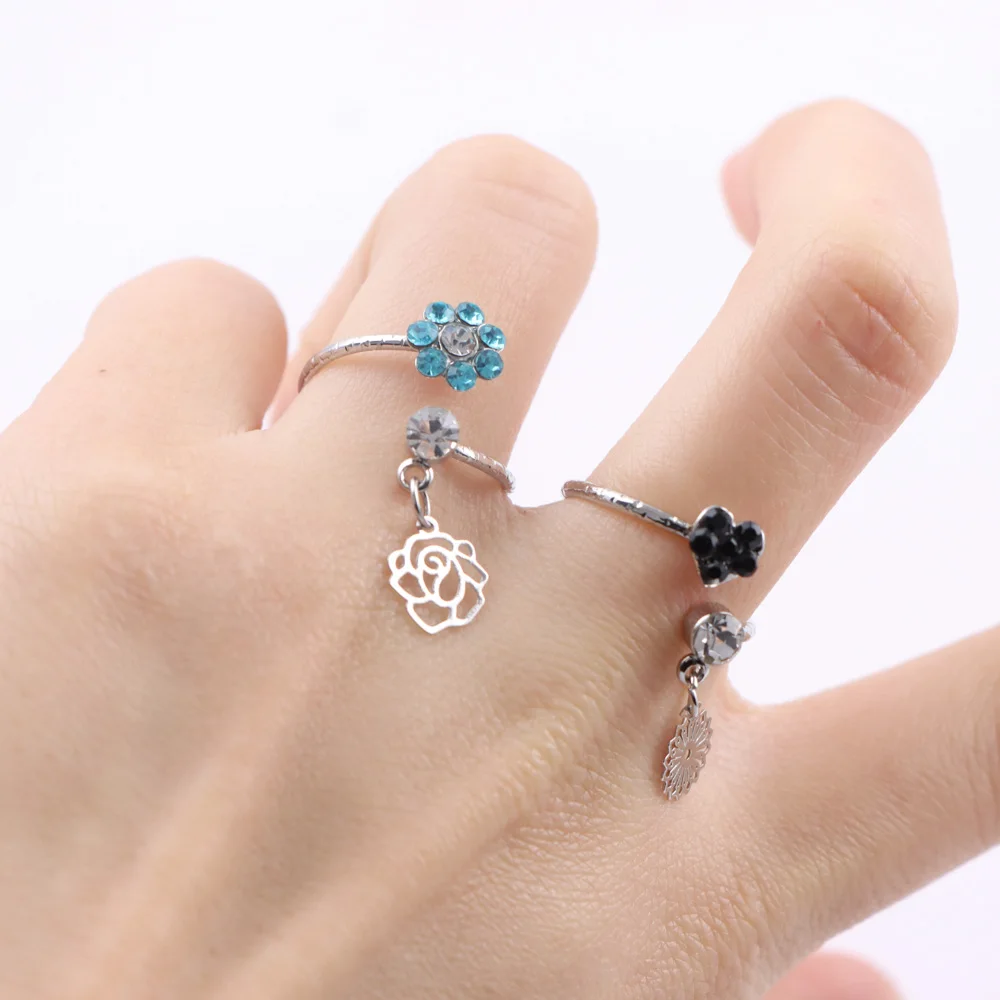 20Pcs/Lot Fashion Unique Small Open Pendant Rings For Woman Girls Flower Butterfly Wedding Engagem  Jewelry Accessories Gift