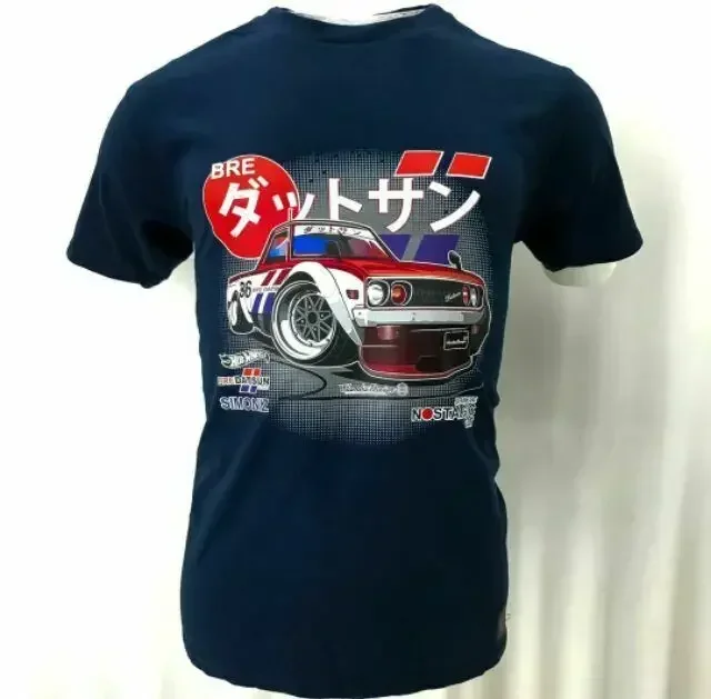 Camiseta Hotwheels Bre-Datsun Edition 100% algodón-azul marino Artículo limitado