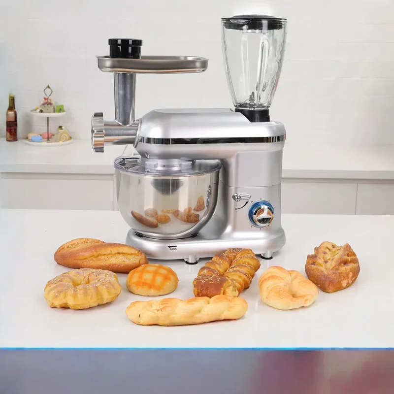 5.5L Multifunctional Chef Machine 5-in-1 Stainless Steel Mixing Bowl Dough Kneader Food Processor Cross-Border Dough Mixer