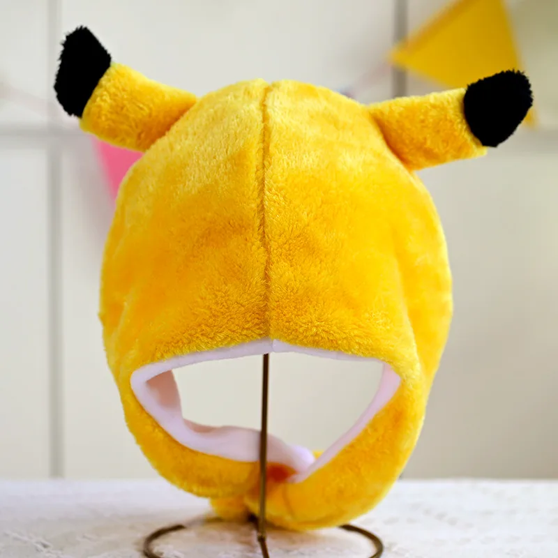 Pokemon Cartoon Pikachu Short Ear Hat Cute Winter Protection Hat Caps For Boy Girl Cosplay Toys