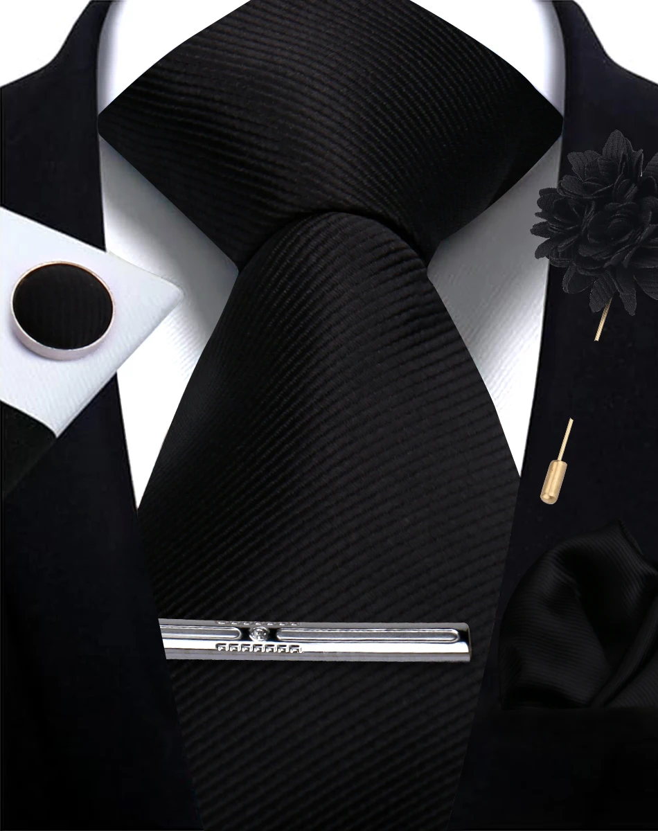 Marka iş düz renk bağları mendil kol düğmesi kravat klip Pin seti erkekler için resmi kravat parti düğün erkekler Accessoreis hediye